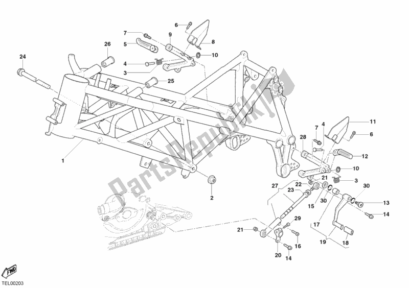 Toutes les pièces pour le Cadre du Ducati Superbike 999 S USA 2005